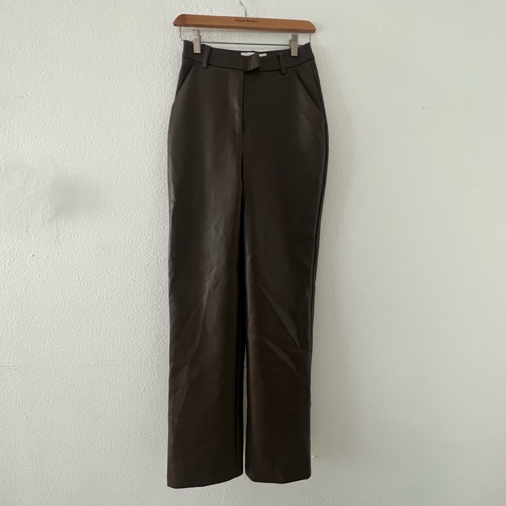 Club L Faux Leather High Waist Pants in Brown - Picture 4 of 5